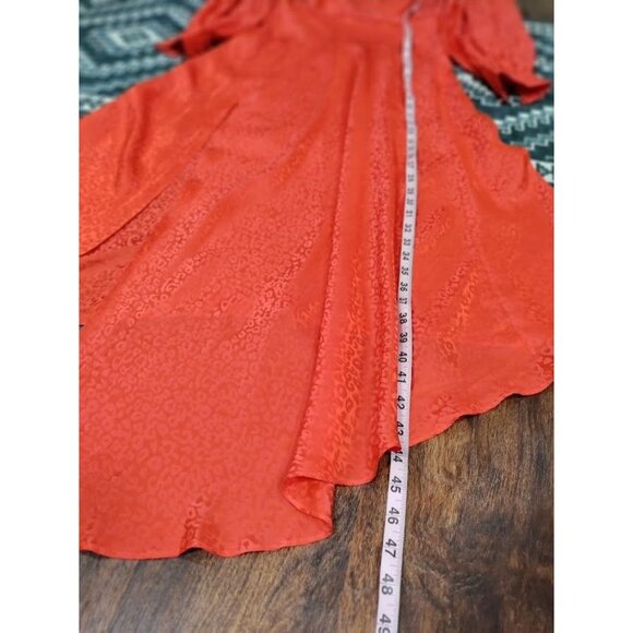 Ronny Kobo Wrap Boho 80s Glam Whimsy Estelle Asymmetric Satin-Jacquard Dress L - Picture 13 of 14